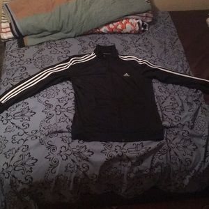 Black and white adidas track jacket